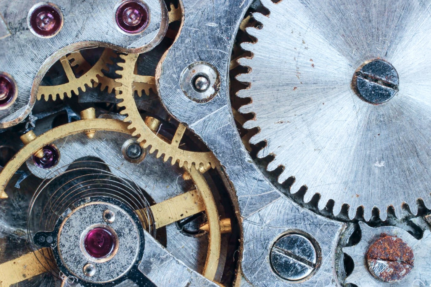 close up of mechanical gears.
