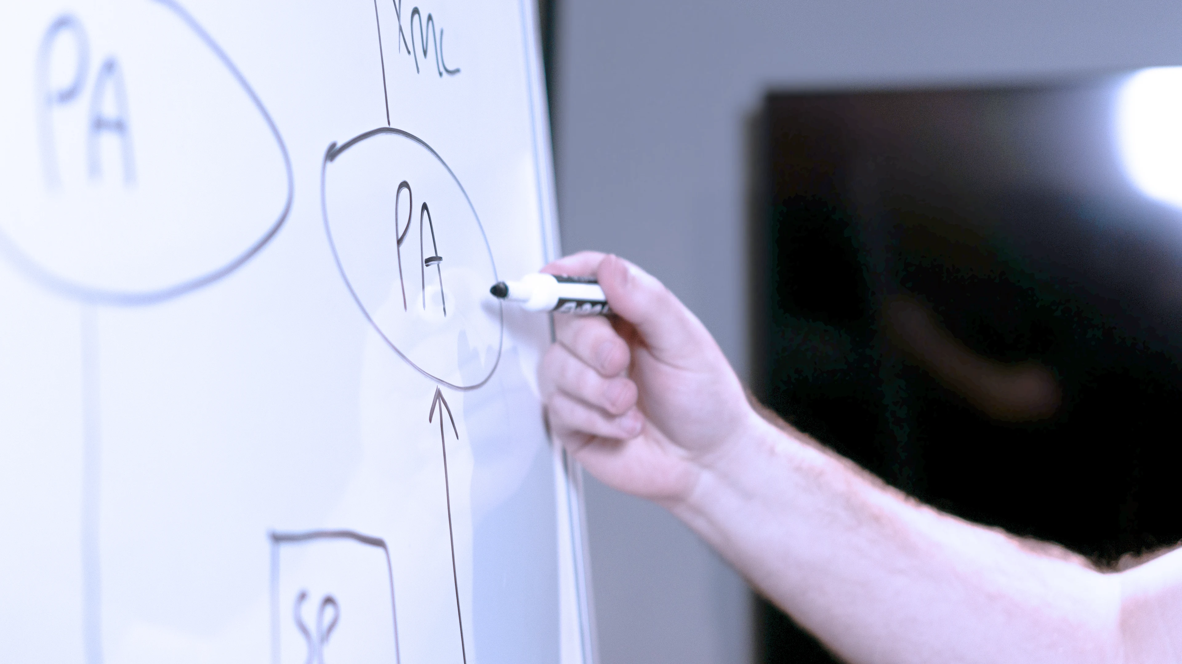 Man drawing on a whiteboard
