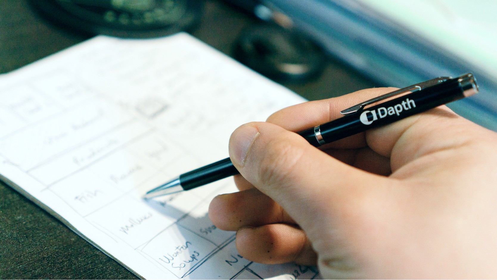 Drawing a website wireframe on notepad