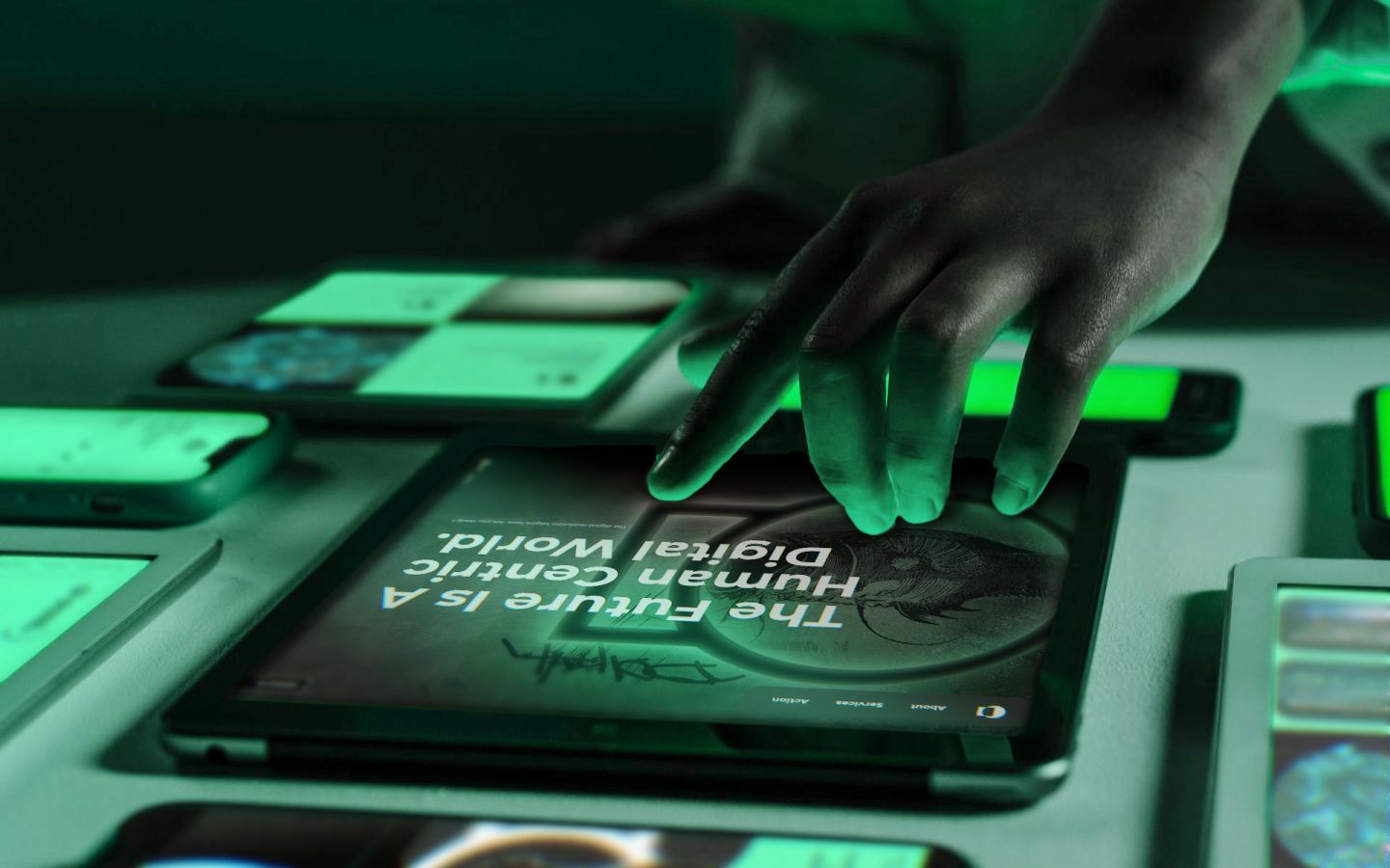 . Image of person interacting with a touchscreen