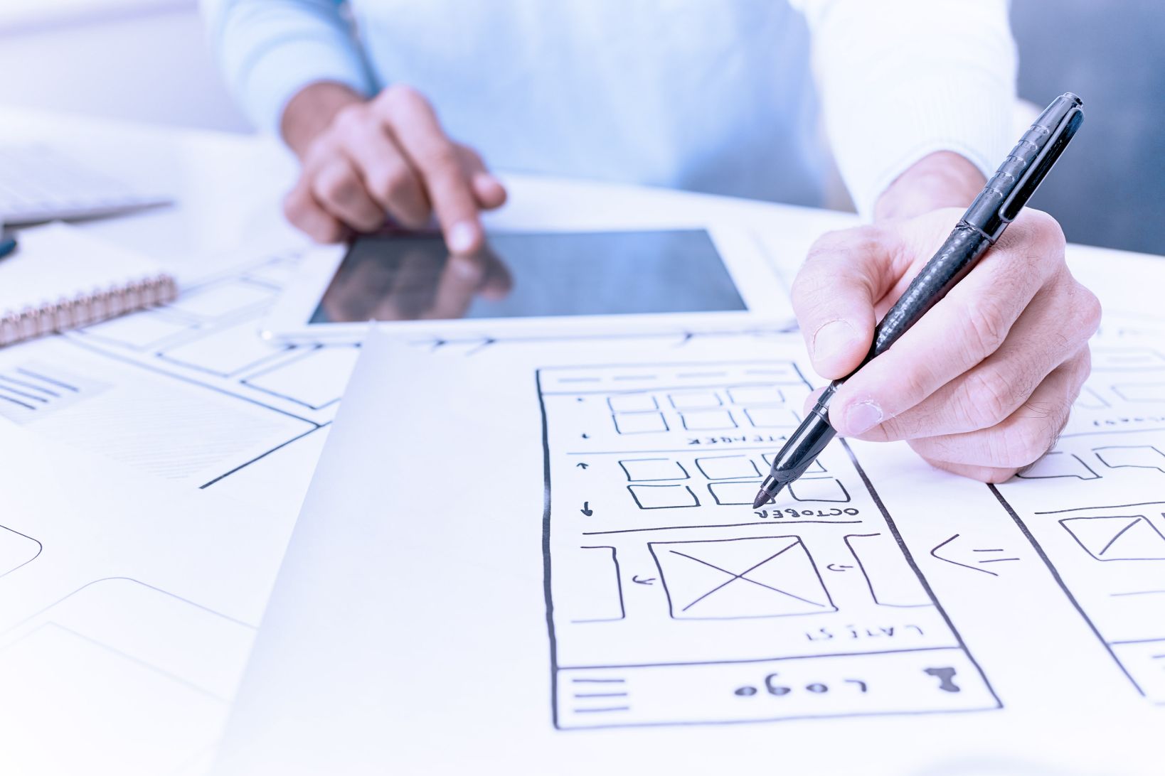 Designer sketching a wireframe