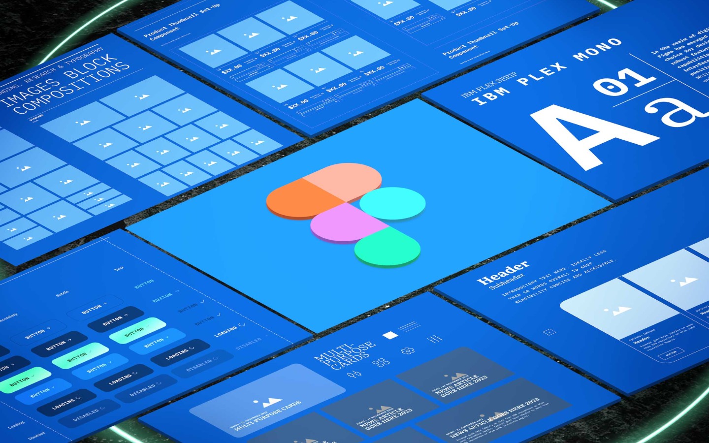 Perspective render of web design interfaces and their components