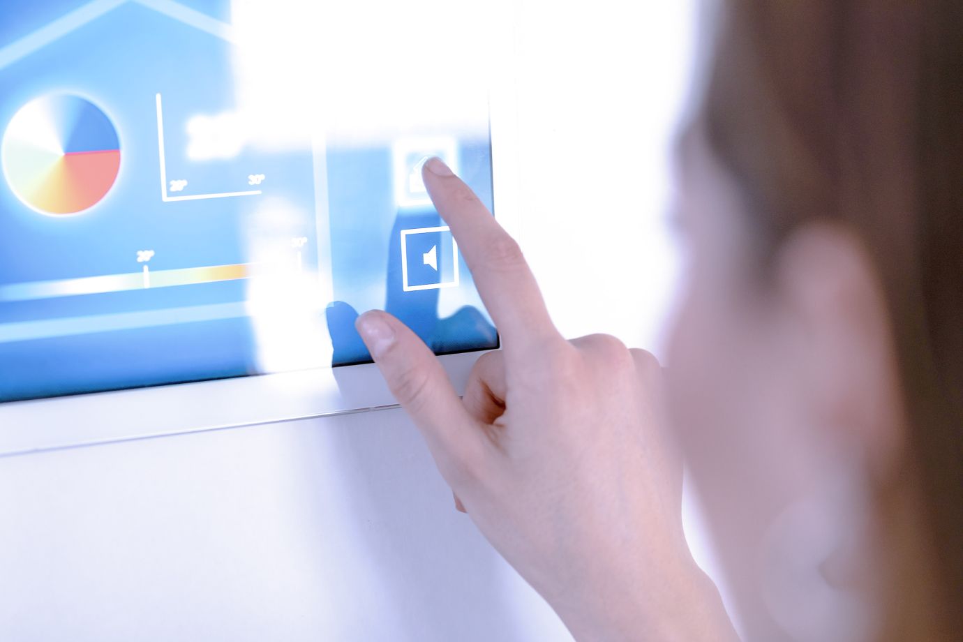 Customer interacting with a user interface on tablet